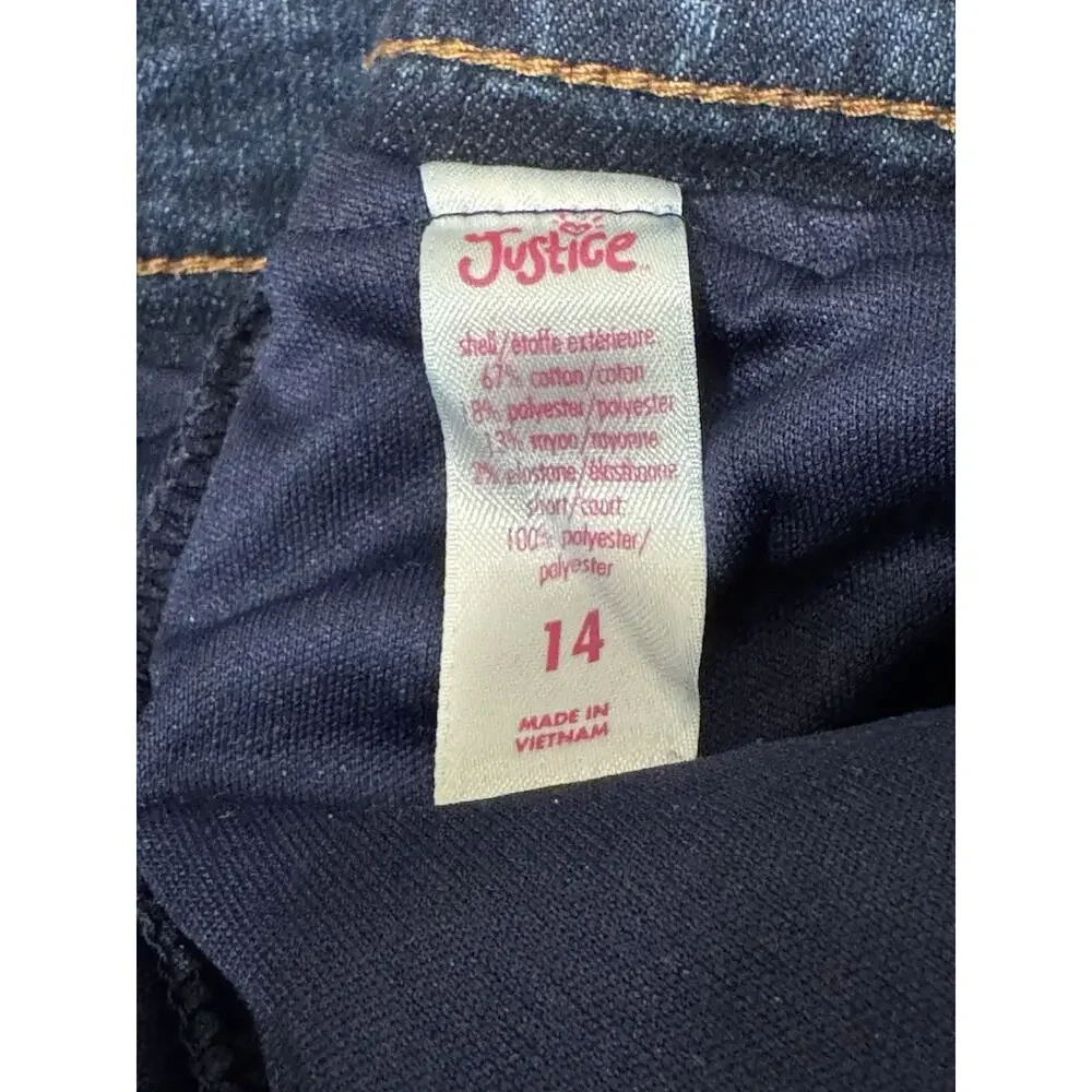 Justice Girls 14 Dark Wash Stretch Denim Lace Up Mini Skirt Skort Y2K Preppy
